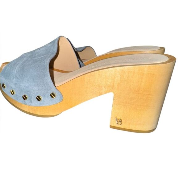 Veronica Beard NWT Hannalee Blue Suede Wooden Clog Sandal Size 8.5 - Picture 6 of 10